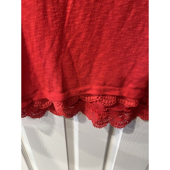 Bethany Mota Top womens L Pullover Knit Crochet Scalloped hem V-Neck New - Picture 3 of 8